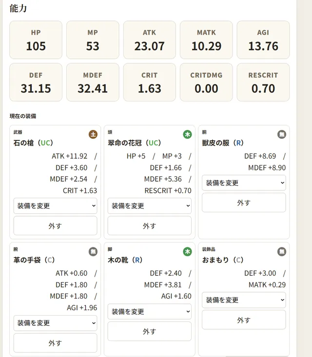 装備を組み合わせて…